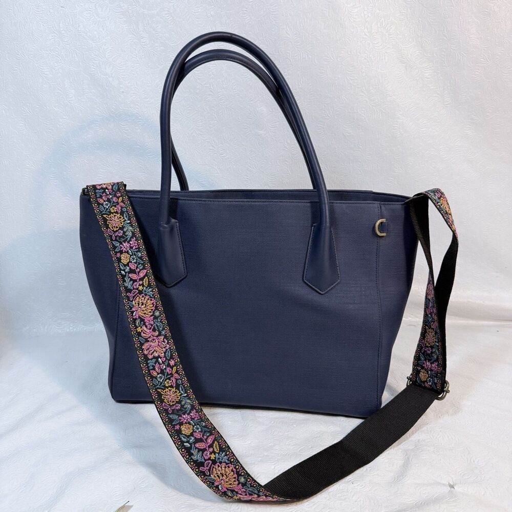 Dagne Dover Signature Navy Tote READ DAMAGE - Picture 2 of 16
